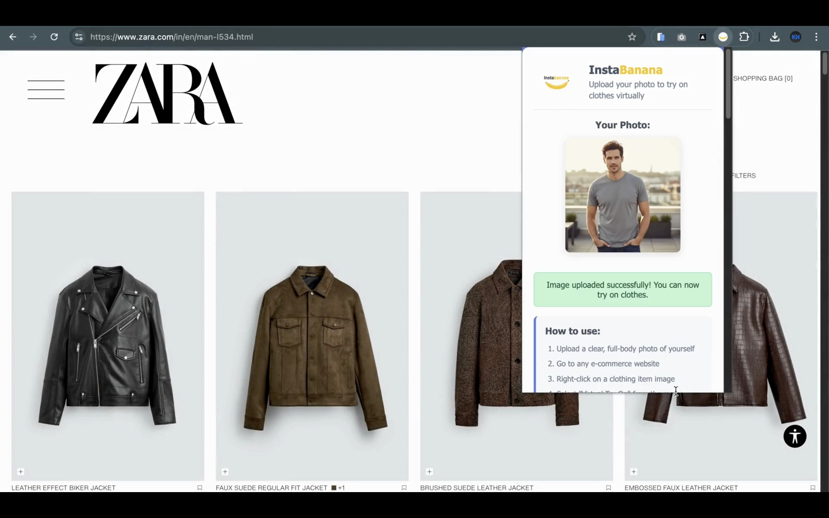 InstaBanana Virtual Try-On - Upload your photo and clothing item for AI-powered try-on