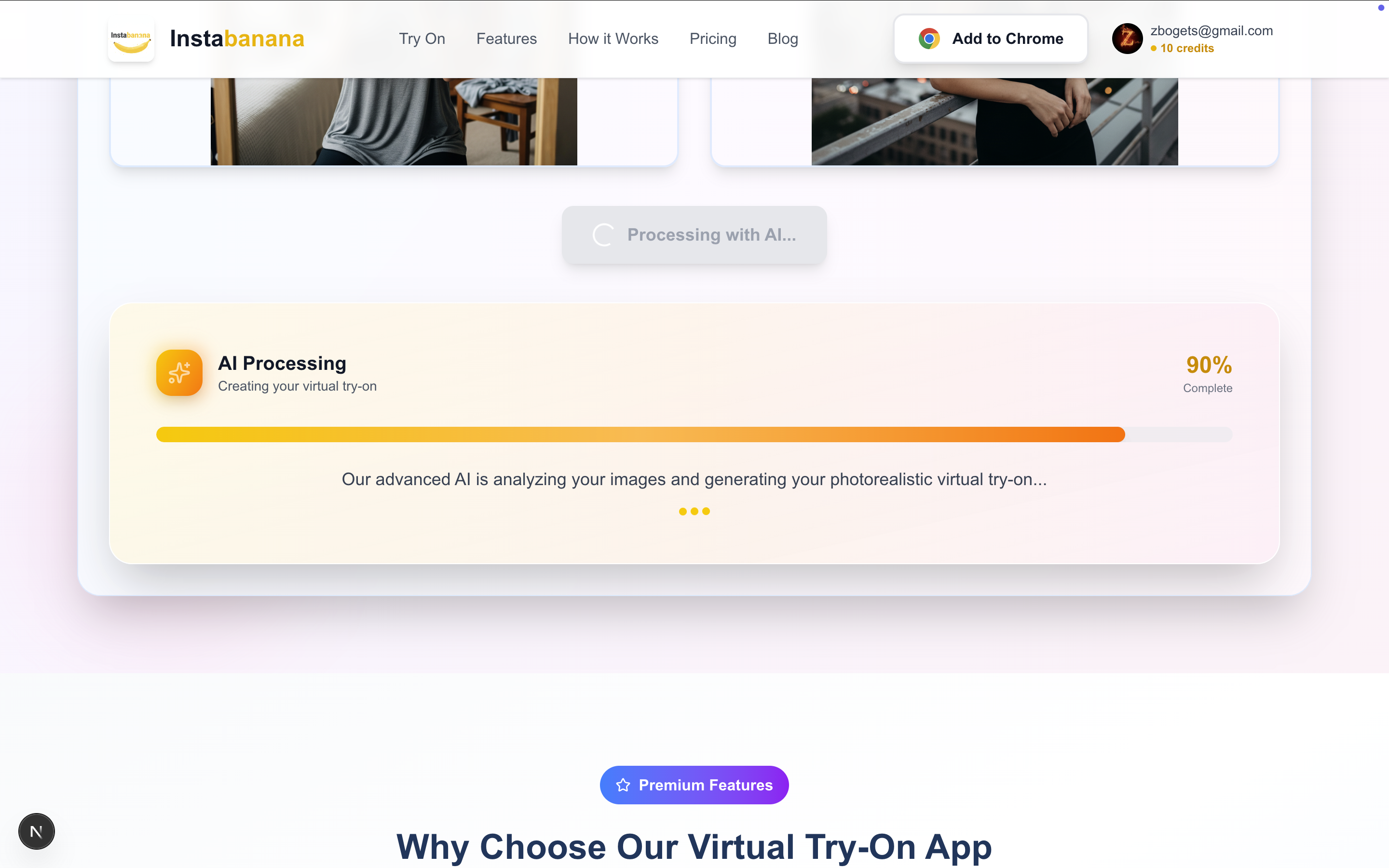 AI processing your virtual try-on